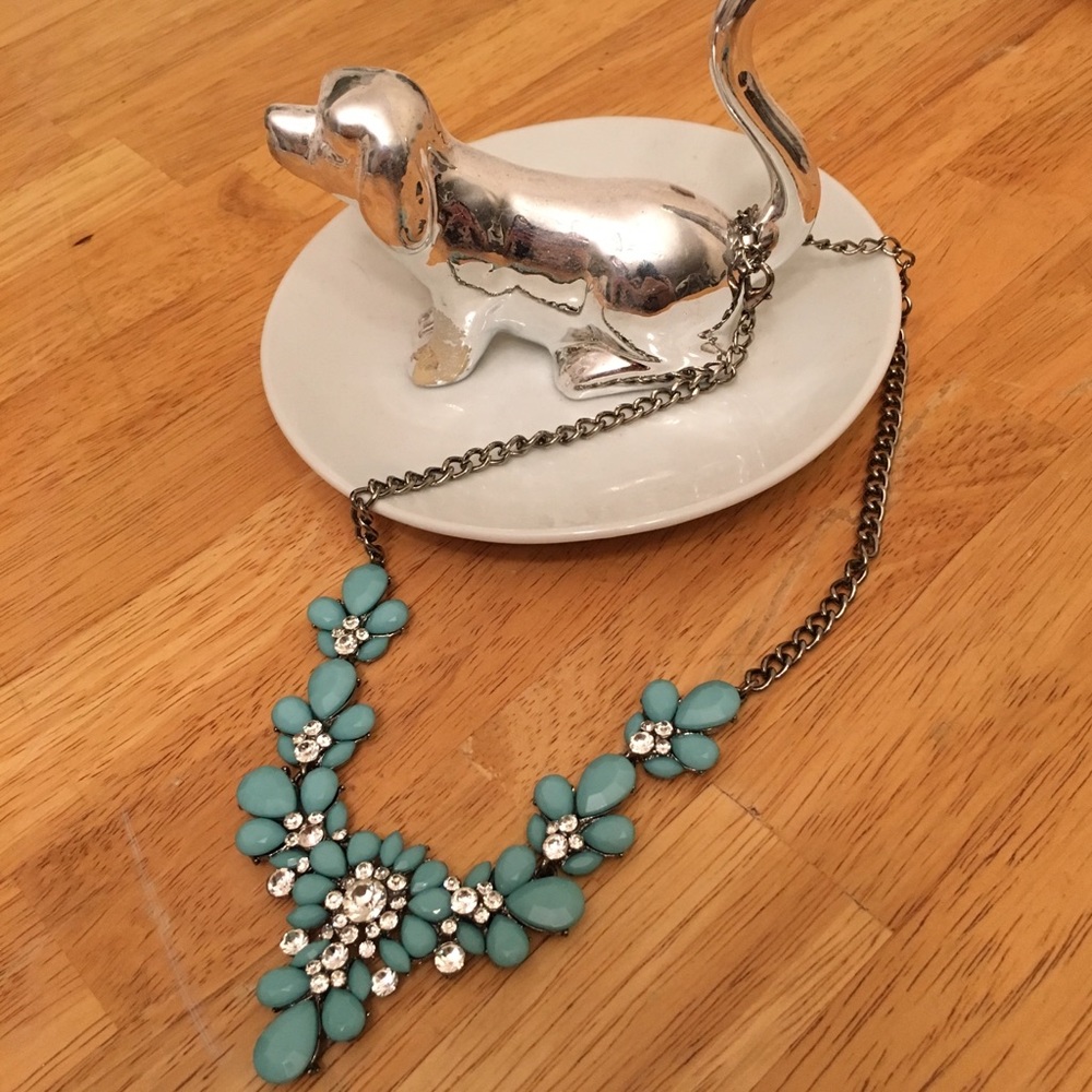 🐱Turquoise Blue rhinestone necklace - Picture 3 of 4